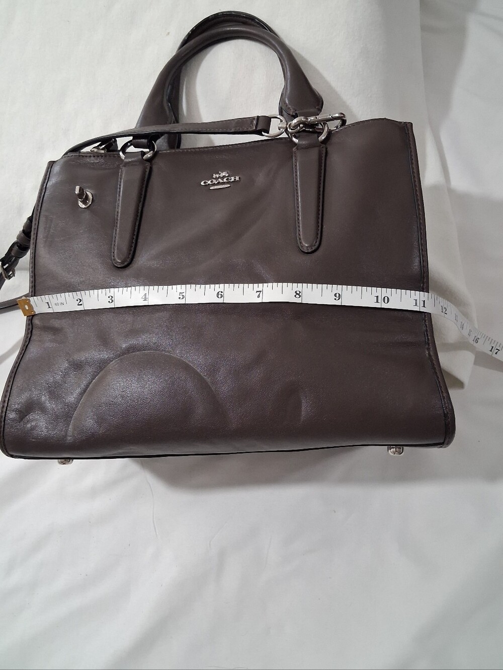 Coach Crosby Carryall Brown Leather Crossbody Satchel with Top Handles - Picture 10 of 12